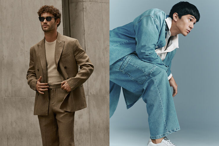 Dois homens com estilos de moda distintos.