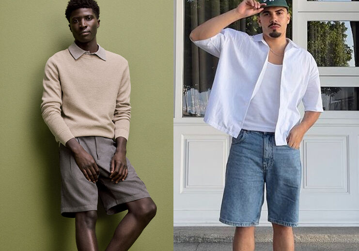 Modelos masculinos usando roupas casuais de verão