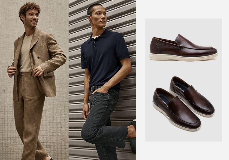 Homens estilosos com calçados elegantes