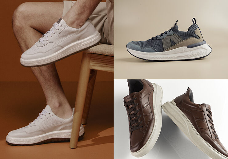 Tênis masculino em diversas cores e estilos.