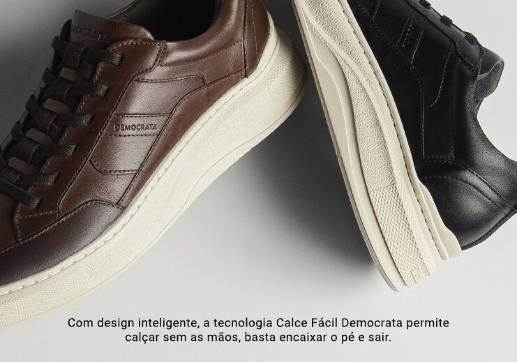 Tênis Calce Fácil Democrata preto e marrom