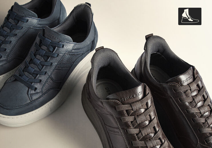 Tênis casuais em azul e marrom