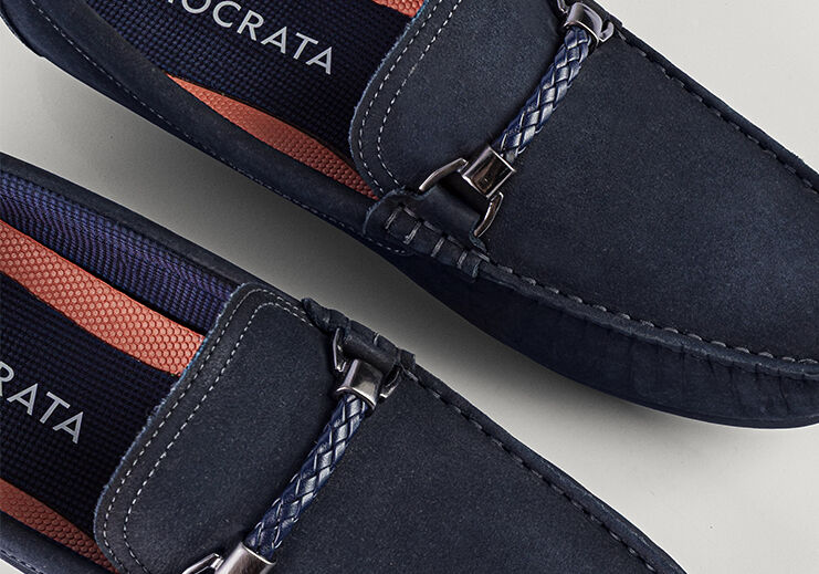 Sapato masculino mocassim azul da marca Democrata