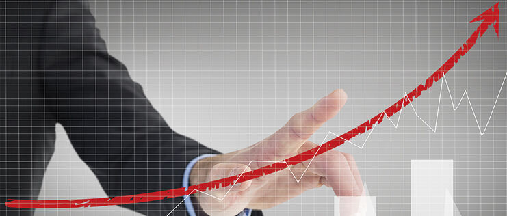 Crescimento constante em gráfico financeiro